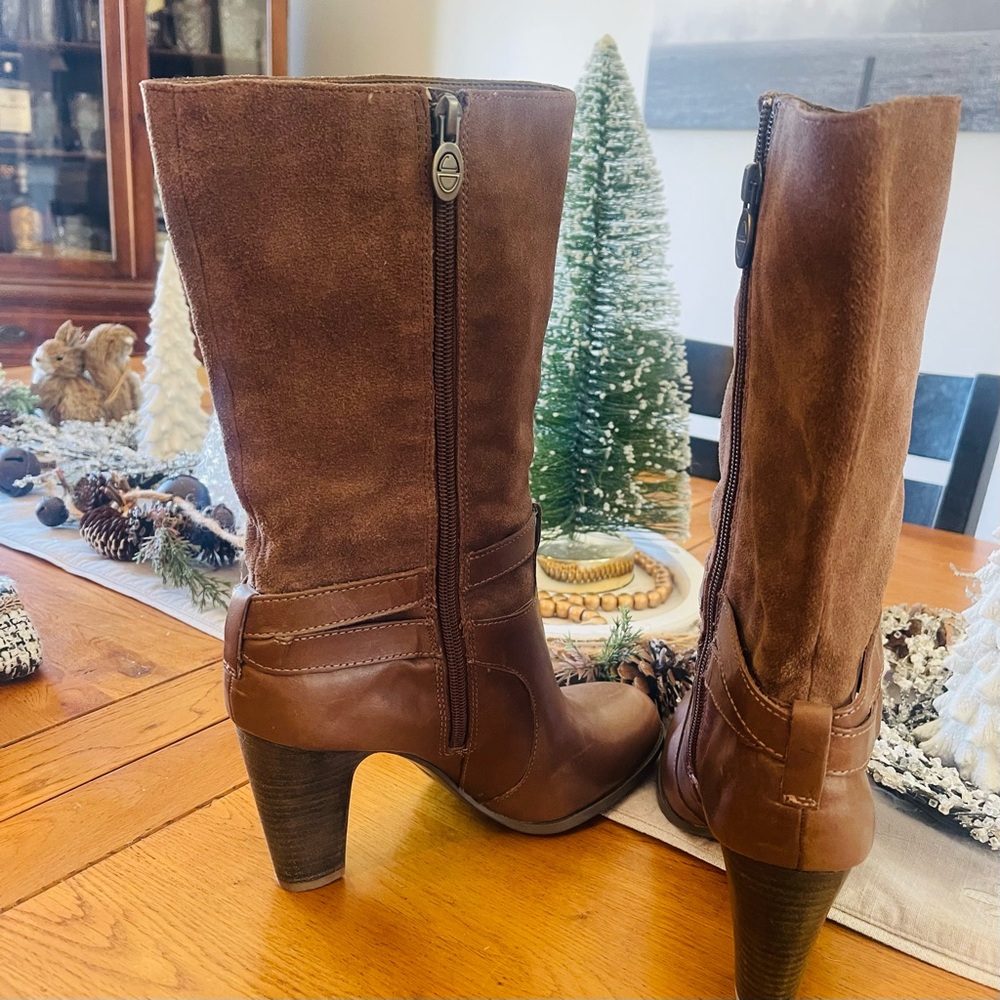 LIKE NEW CIRCA JOAN AND DAVID Xenobia Leather Suede Wrap Buckled Heeled … - Picture 9 of 15